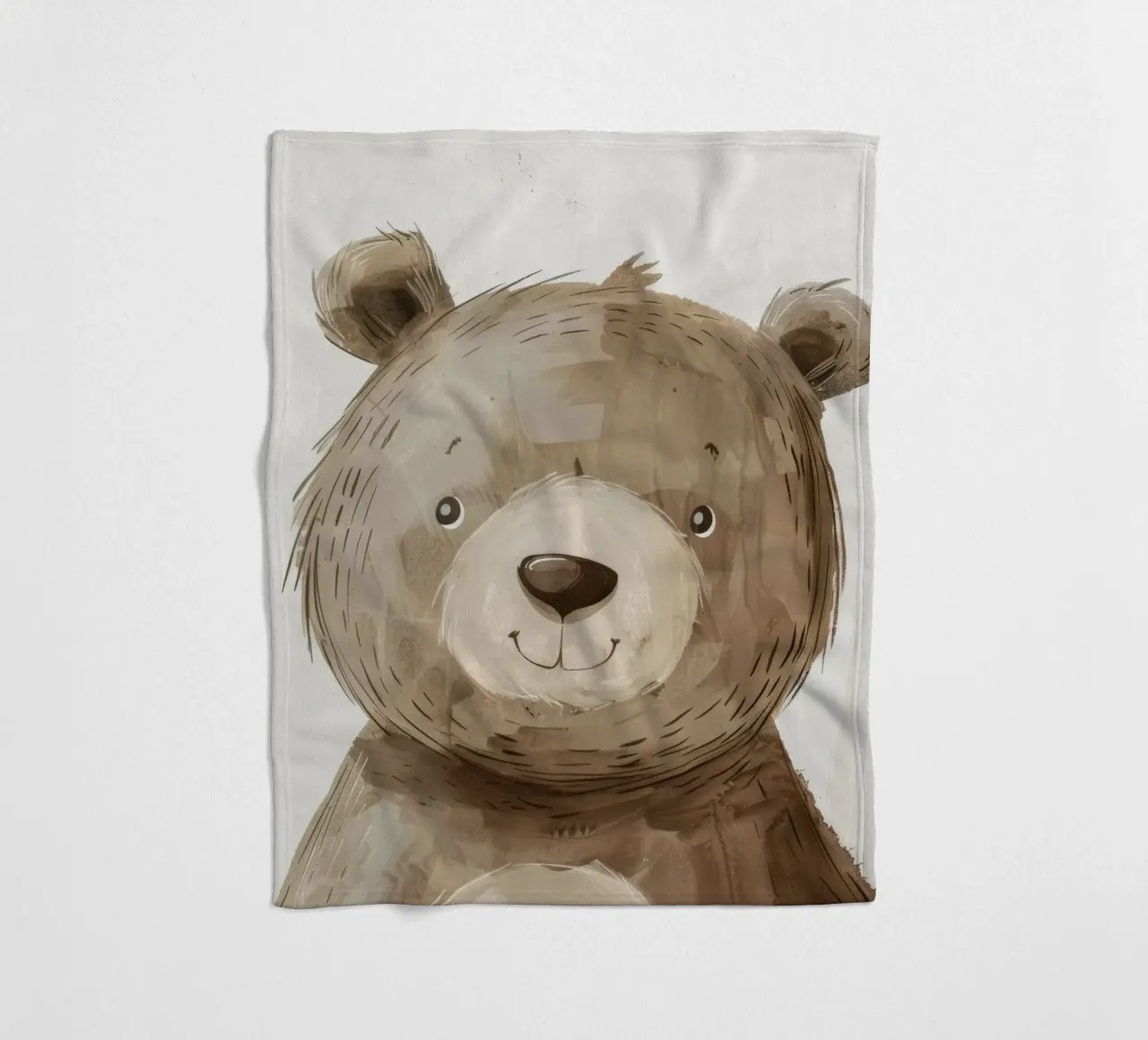 Illustrazione stilizzata di un cucciolo d'orso bruno sorridente coperta in pile da DesignDoodle