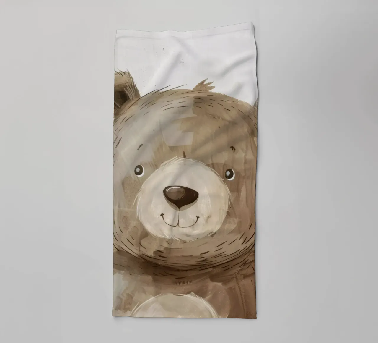 Illustrazione stilizzata di un cucciolo d'orso bruno sorridente asciugamano da bagno da DesignDoodle