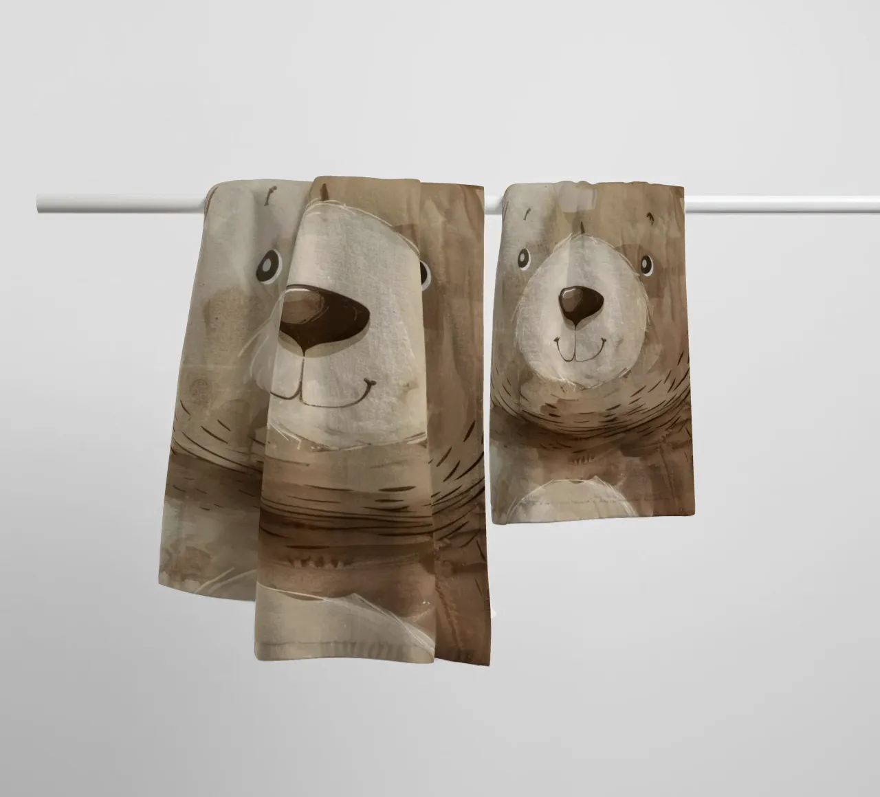Illustrazione stilizzata di un cucciolo d'orso bruno sorridente asciugamano da bagno da DesignDoodle