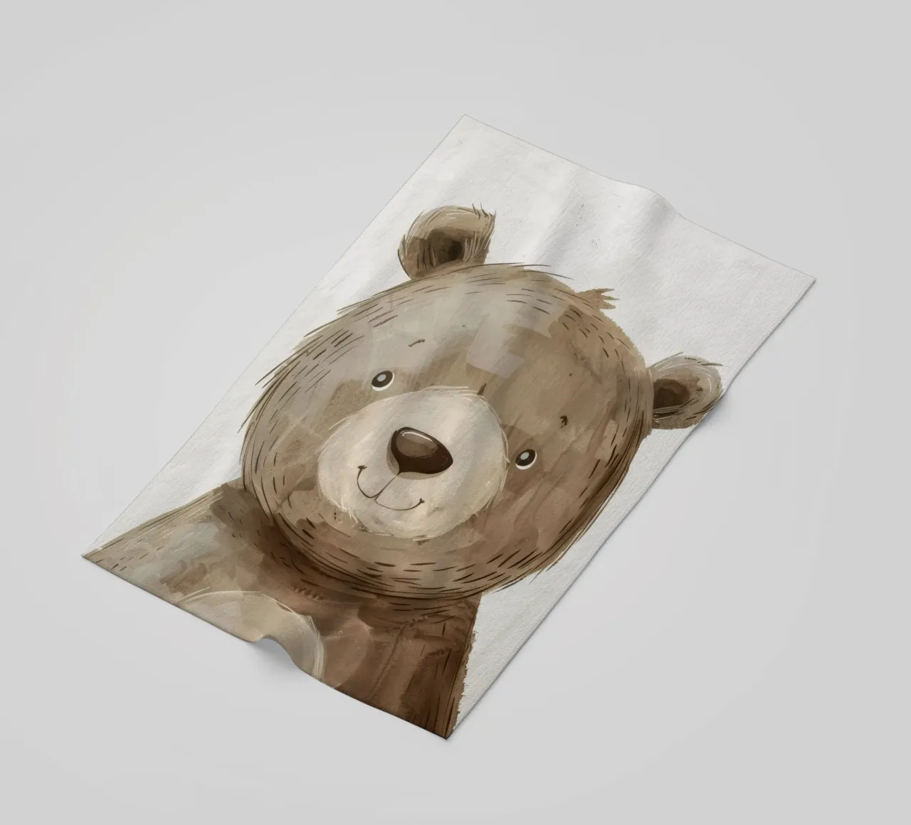 Illustrazione stilizzata di un cucciolo d'orso bruno sorridente telo mare da DesignDoodle