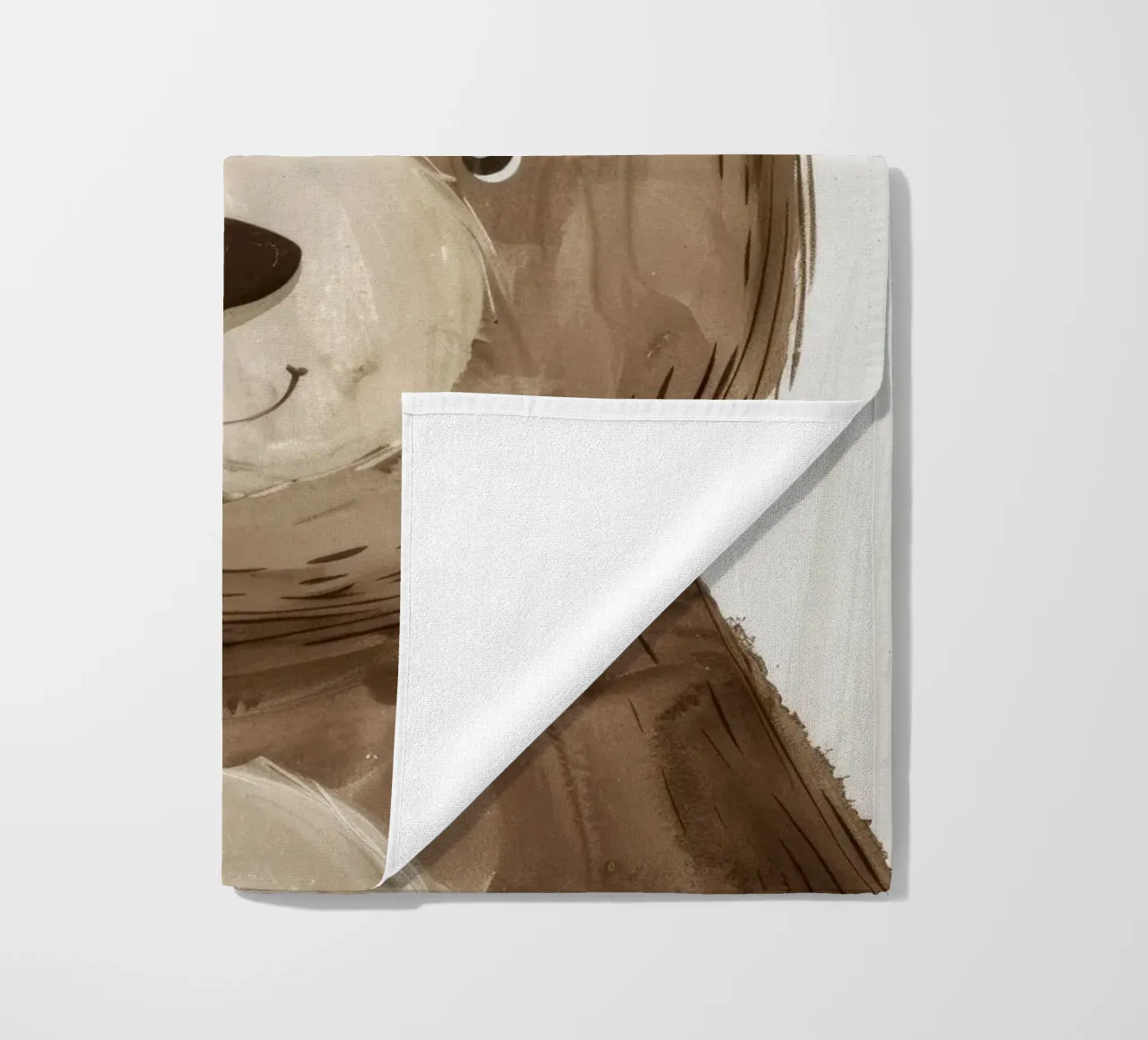 Illustrazione stilizzata di un cucciolo d'orso bruno sorridente telo mare da DesignDoodle