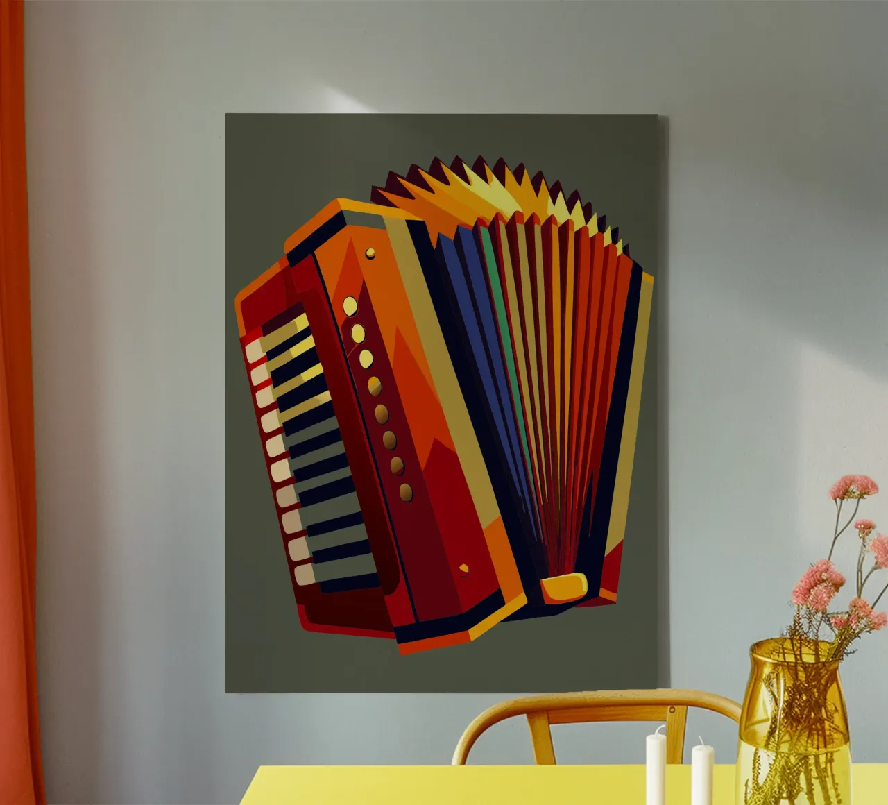 accordeon pittura moderna arte vettoriale tela con Cornice a cassetta da jasmine