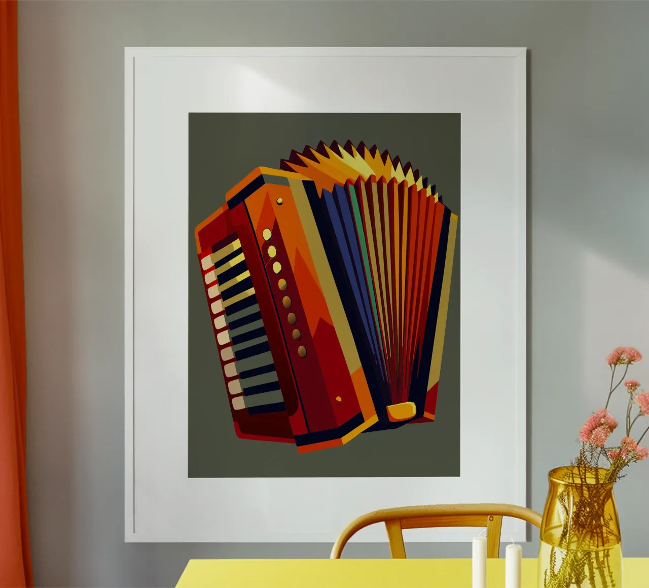 accordeon pittura moderna arte vettoriale poster con telaio in plastica da jasmine