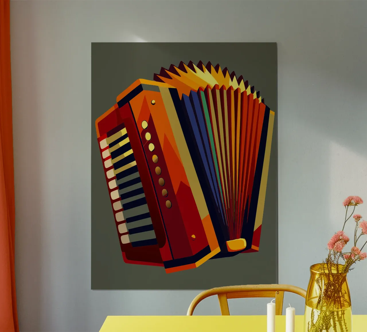 accordeon pittura moderna arte vettoriale poster con telaio in plastica da jasmine