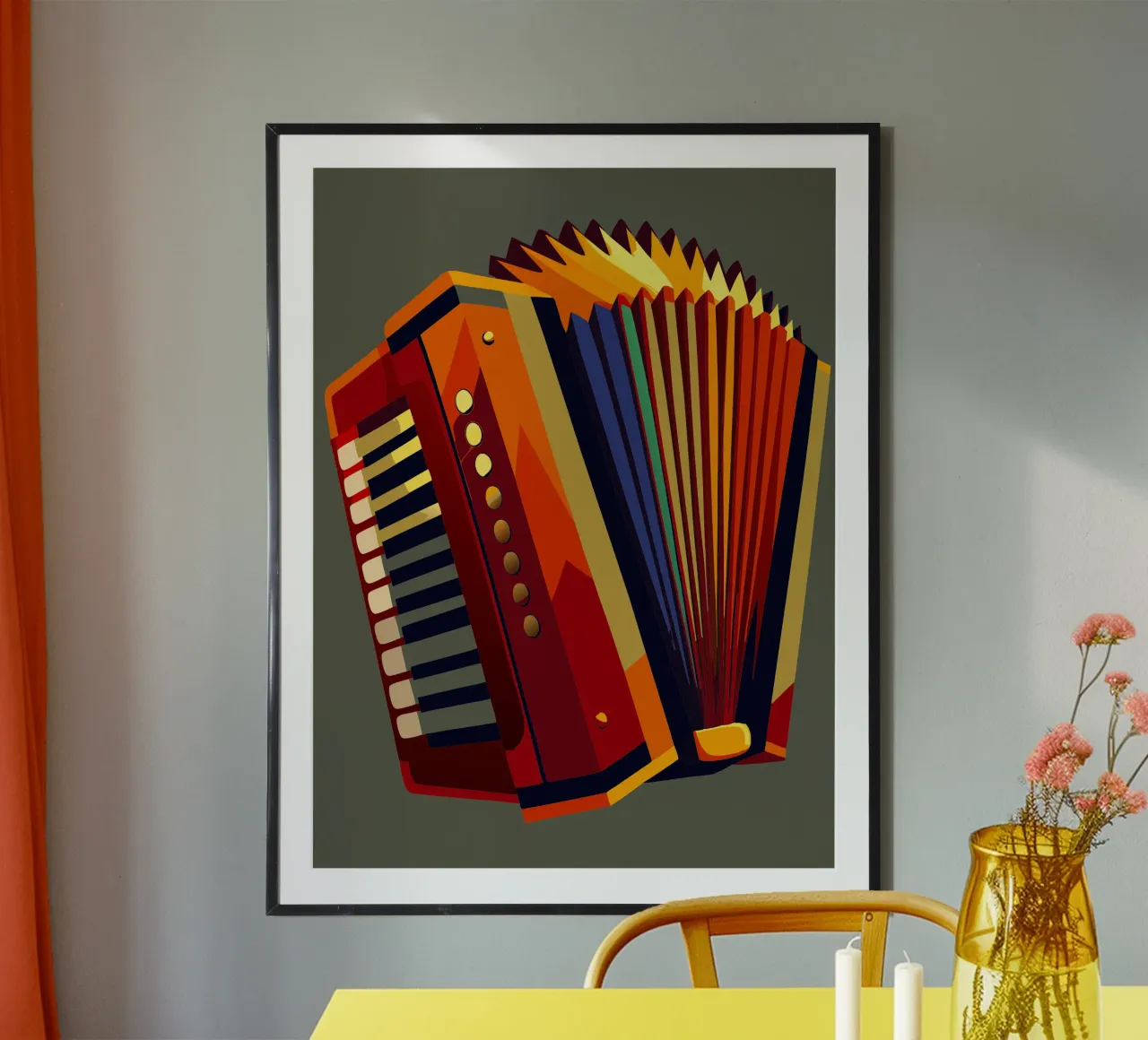 accordeon pittura moderna arte vettoriale poster con telaio in plastica da jasmine