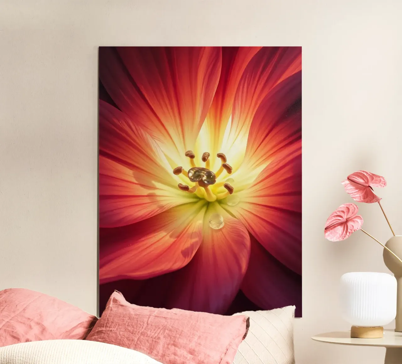 Fiore radioso con gocce di rugiada poster con telaio in plastica da Artistic-shop