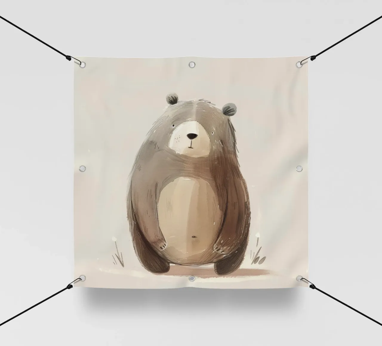 Illustrazione stilizzata ad acquerello di un orso bruno telo in pvc da DesignDoodle