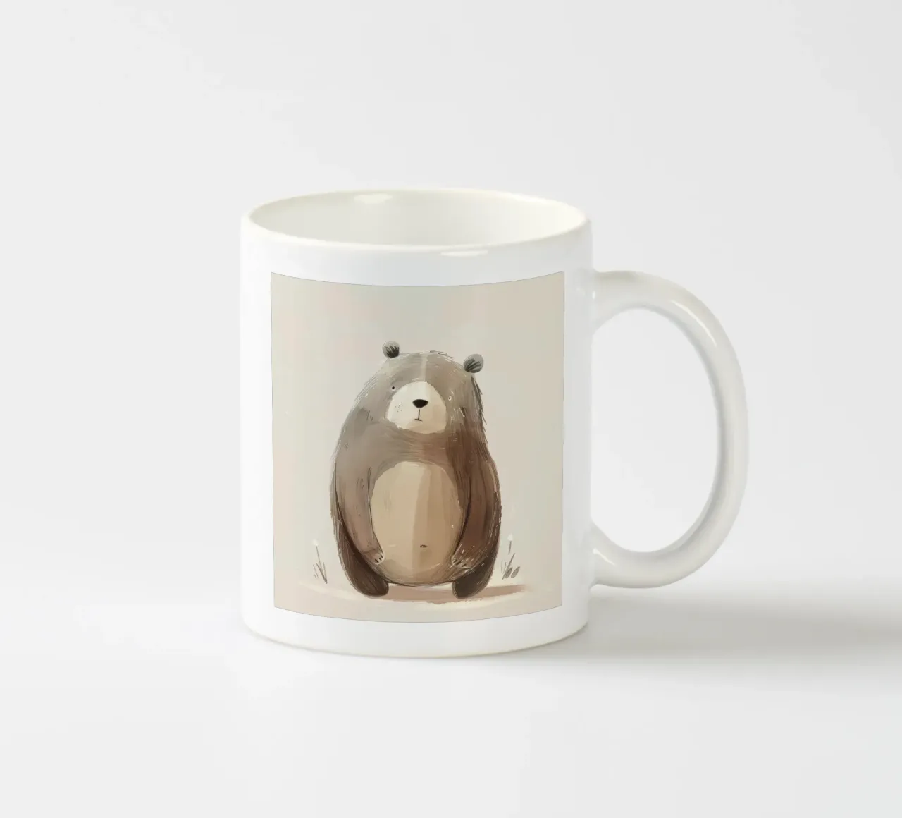 Illustrazione stilizzata ad acquerello di un orso bruno tazza in ceramica da DesignDoodle