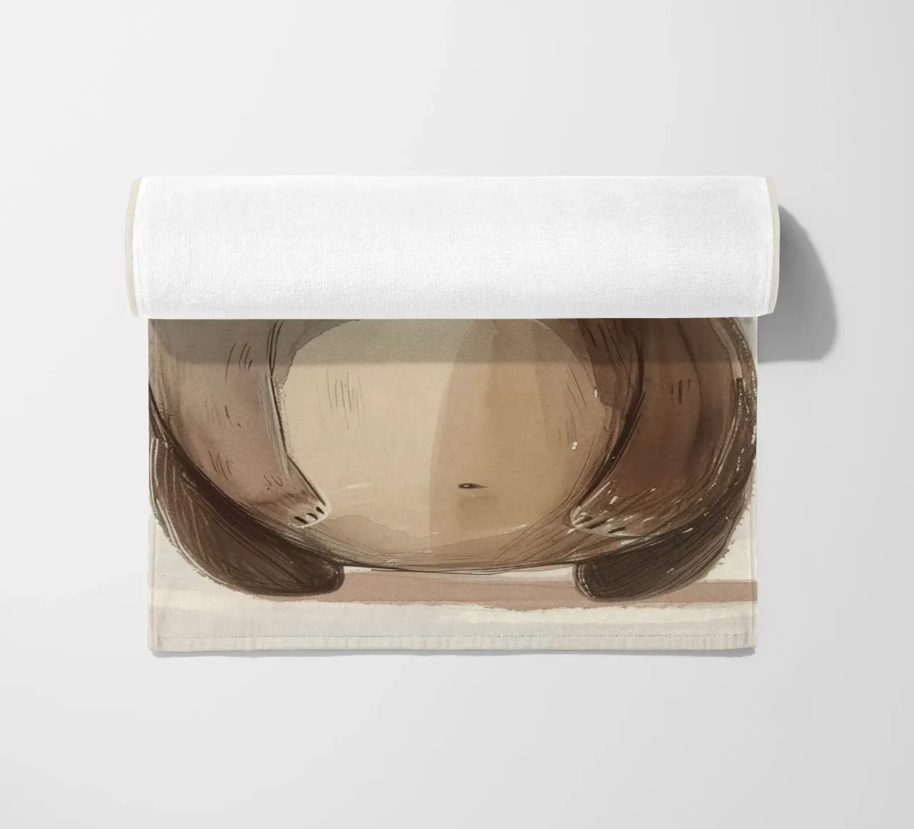 Illustrazione stilizzata ad acquerello di un orso bruno telo mare da DesignDoodle