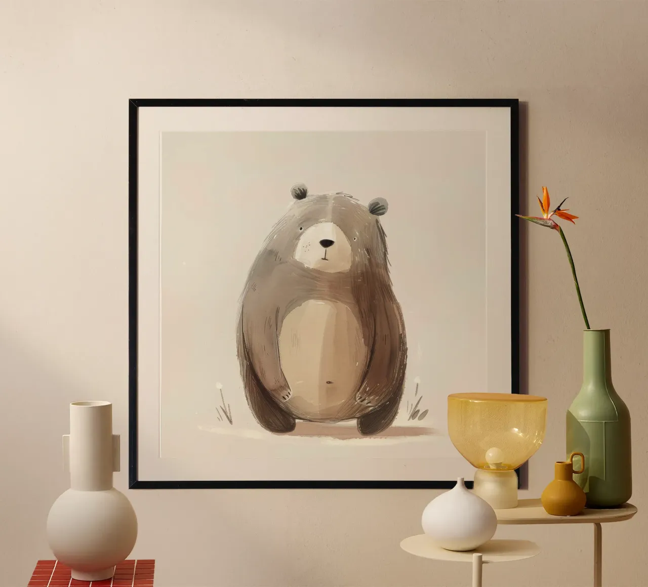 Stylized Watercolor Illustration of a Brown Bear hahnemühle by DesignDoodle