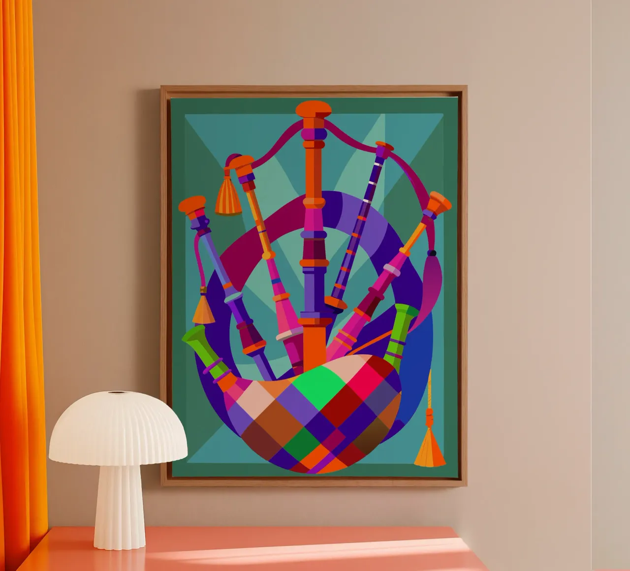 doedelzak schilderij moderne kunst canvas met Baklijst van jasmine