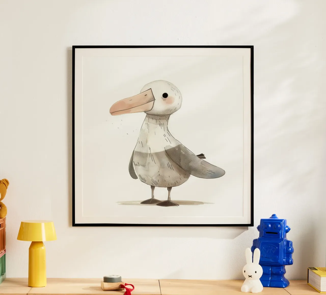 Illustrazione stilizzata ad acquerello di un albatros poster da DesignDoodle