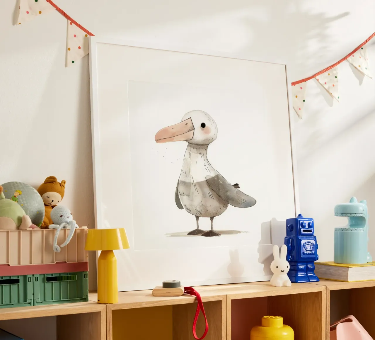 Illustrazione stilizzata ad acquerello di un albatros poster da DesignDoodle