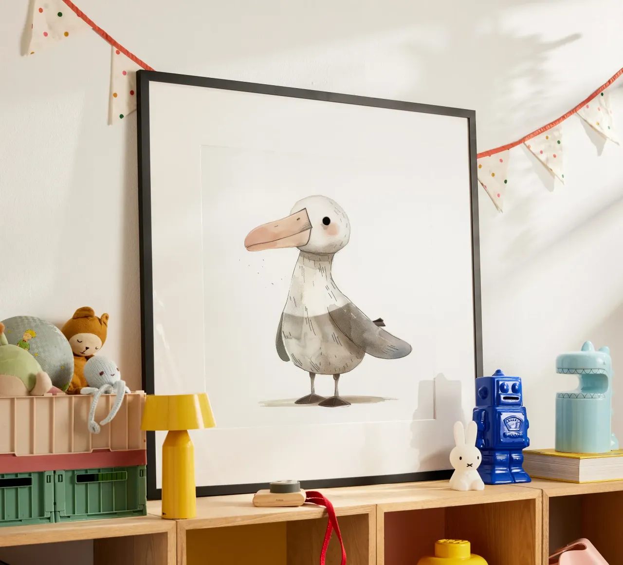 Illustrazione stilizzata ad acquerello di un albatros poster da DesignDoodle
