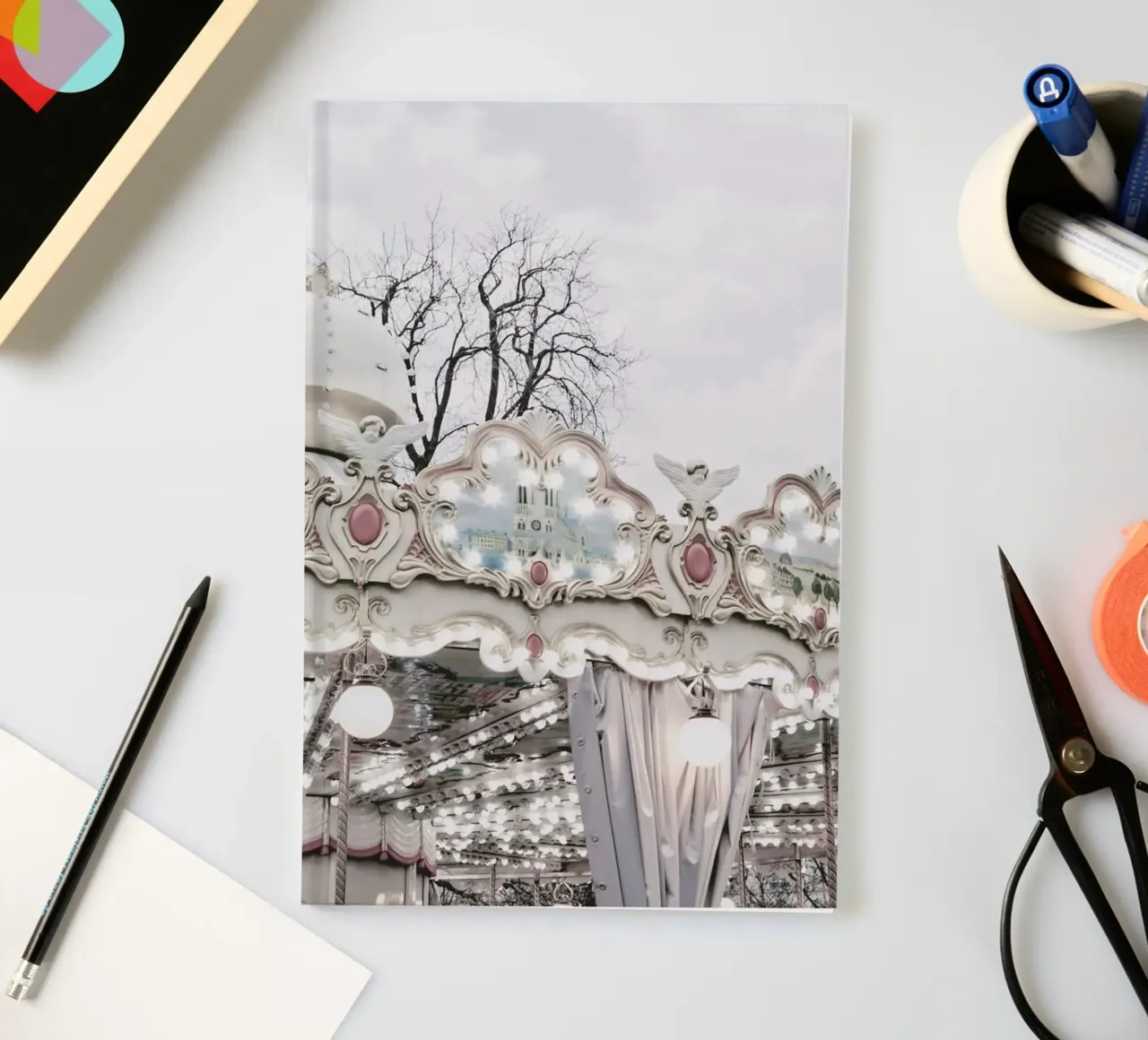 The Winter Carousel - Paris notebook by GraceDigitalArtCo