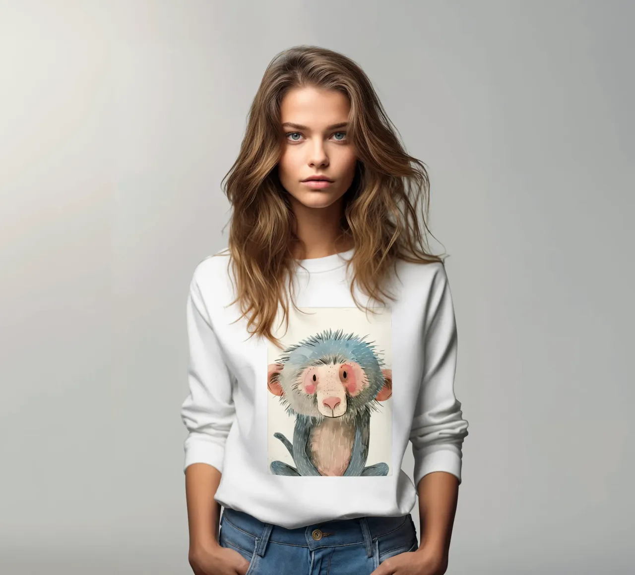 Illustrazione ad acquerello di un babbuino felpa da DesignDoodle