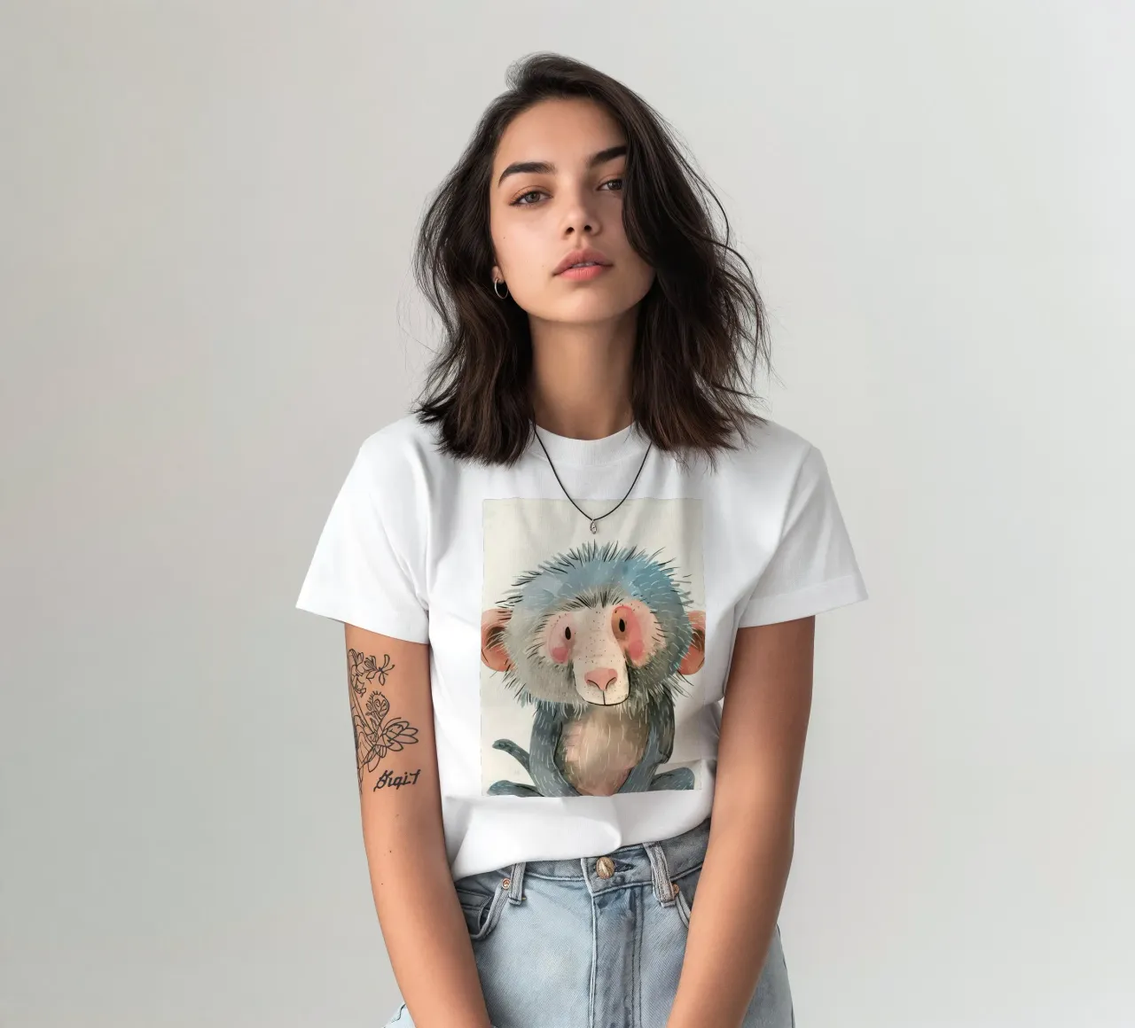 Illustrazione ad acquerello di un babbuino t-shirt da DesignDoodle