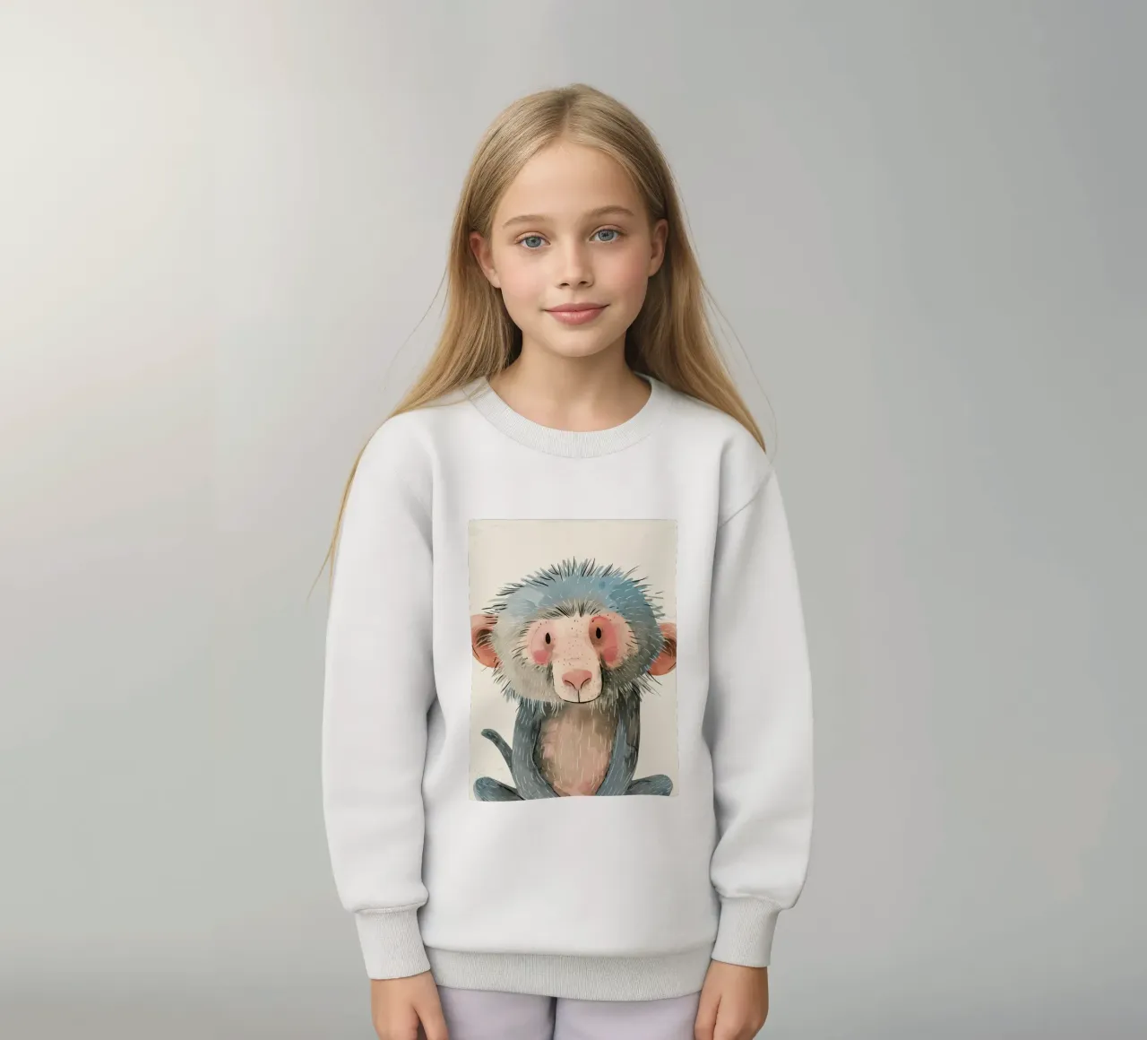 Illustrazione ad acquerello di un babbuino felpa bambino da DesignDoodle