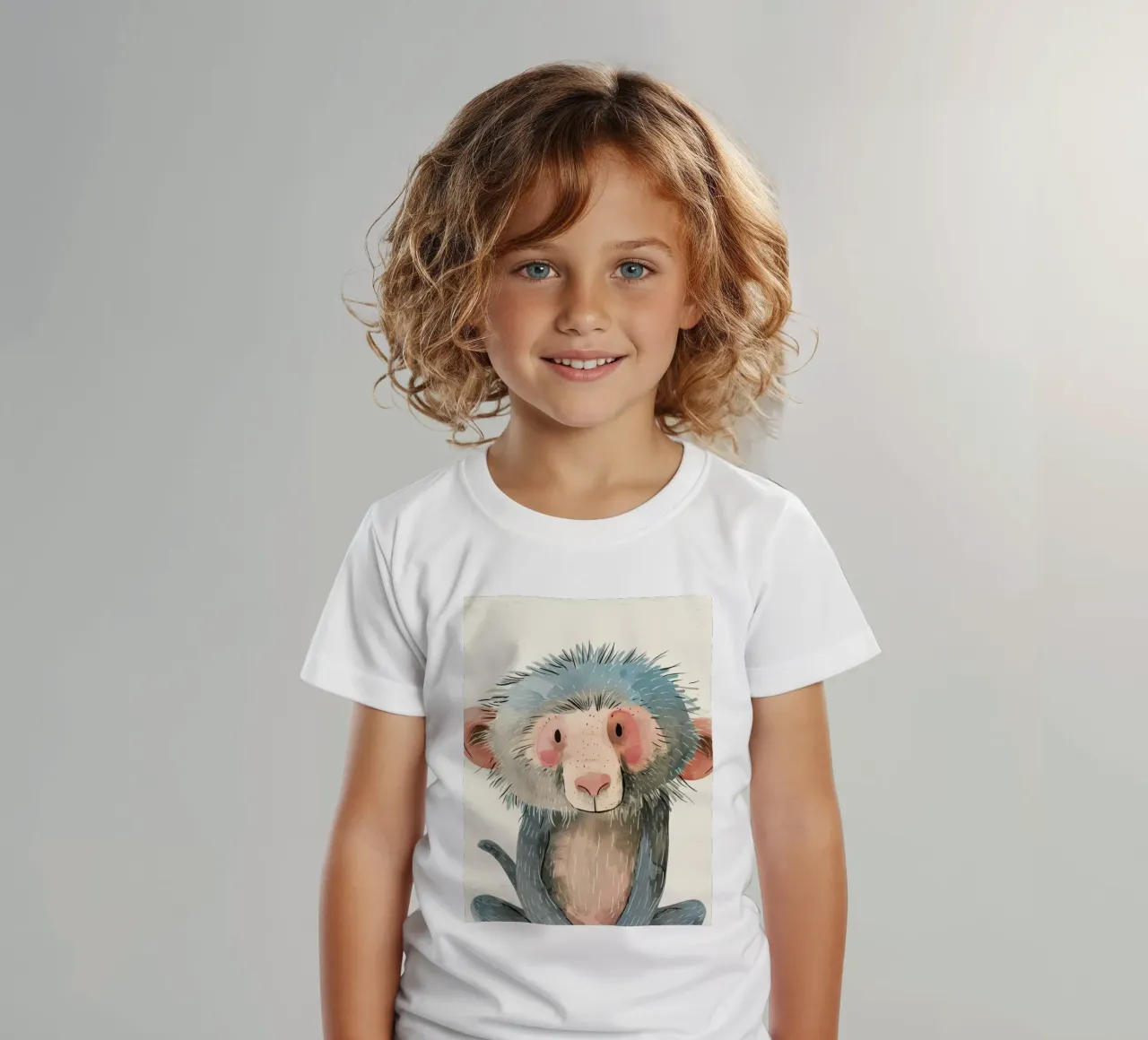 Illustrazione ad acquerello di un babbuino t-shirt bambini da DesignDoodle