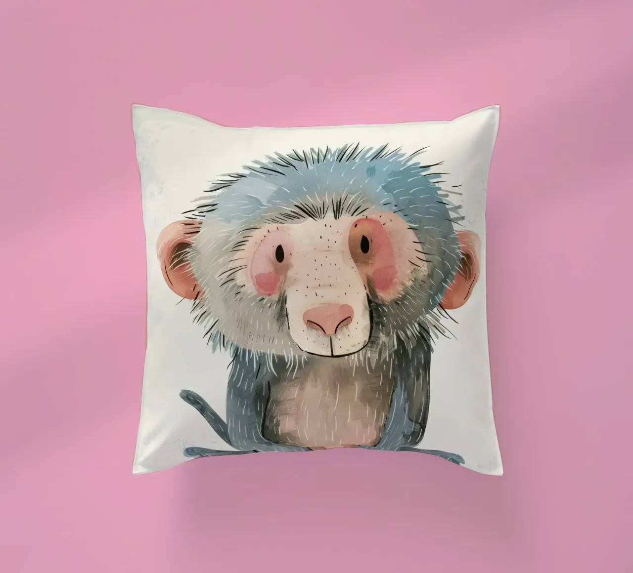 Illustrazione ad acquerello di un babbuino cuscino da DesignDoodle