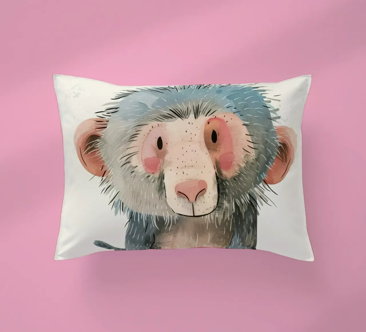 Illustrazione ad acquerello di un babbuino cuscino da DesignDoodle