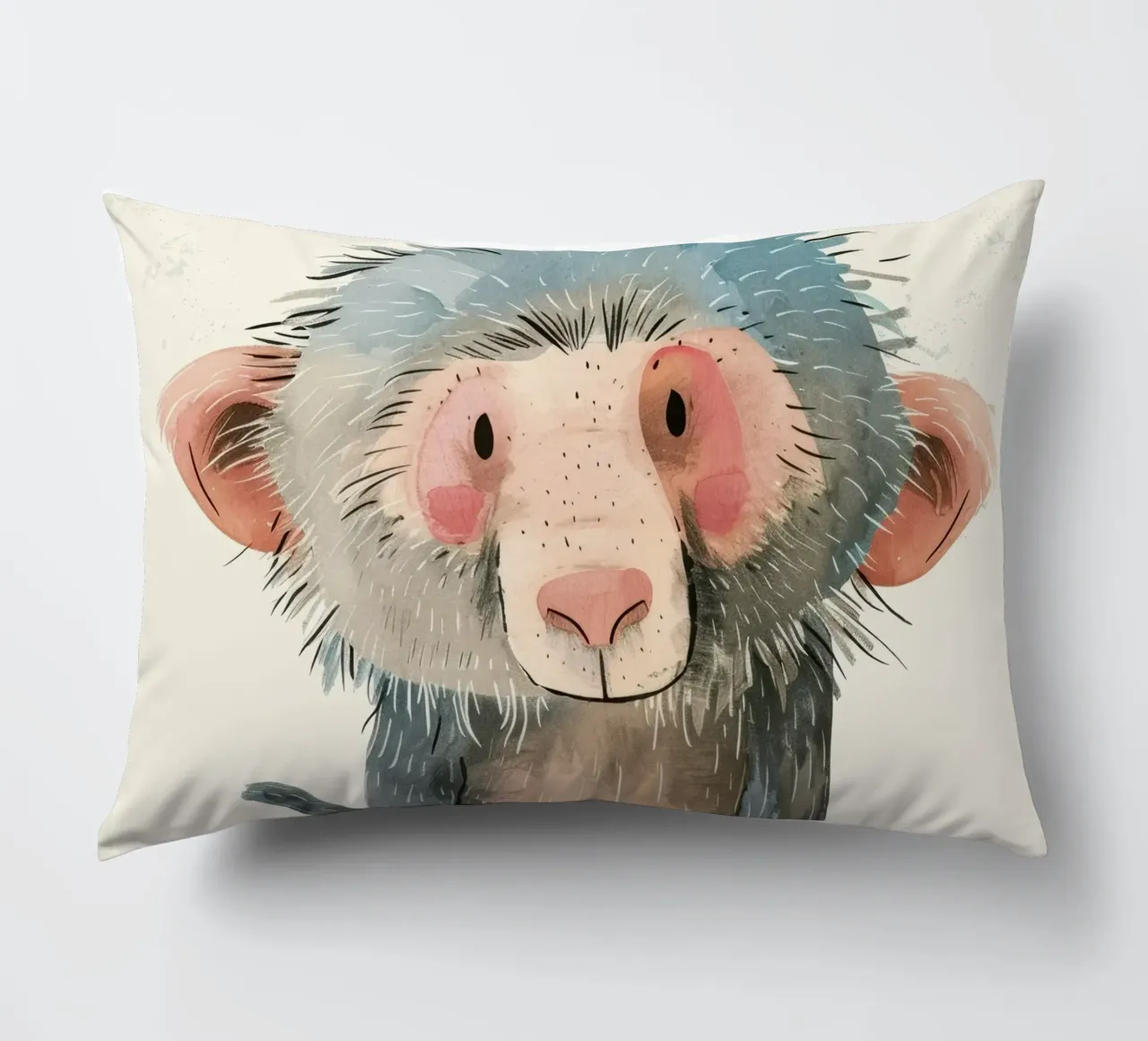 Illustrazione ad acquerello di un babbuino cuscino da DesignDoodle
