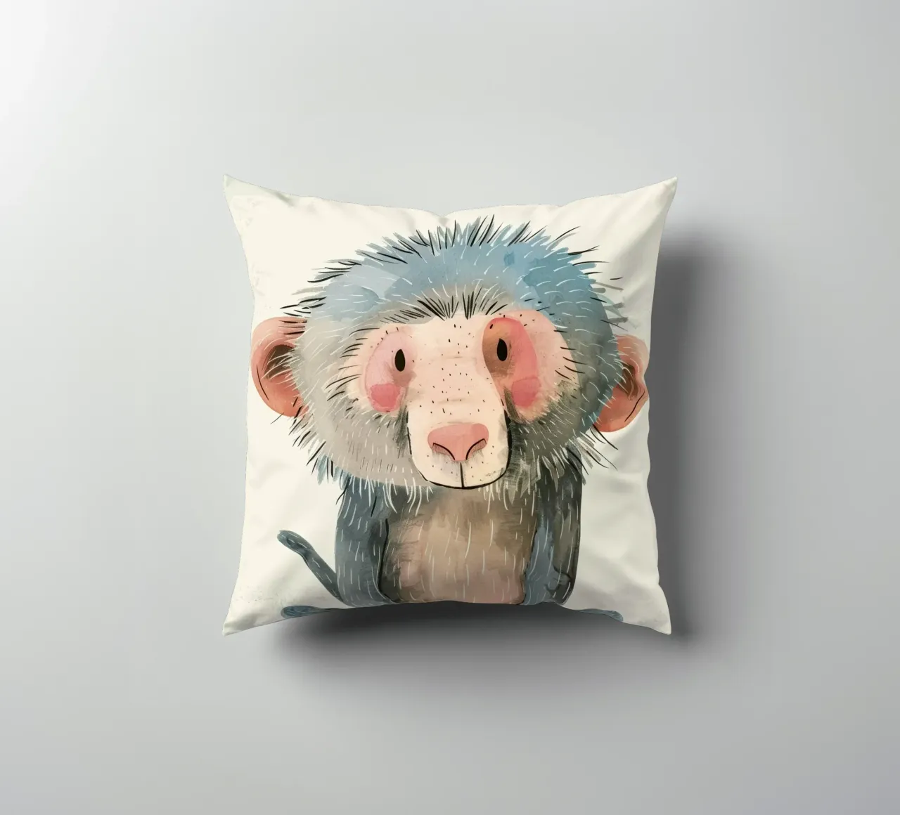 Illustrazione ad acquerello di un babbuino cuscino da DesignDoodle