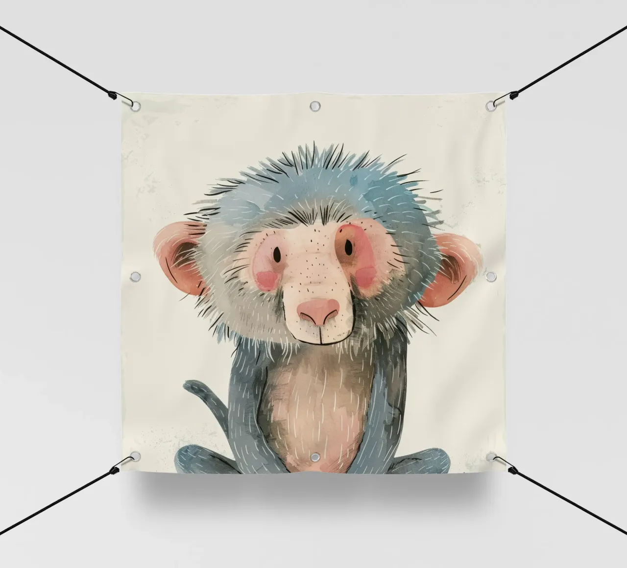 Illustrazione ad acquerello di un babbuino telo in pvc da DesignDoodle