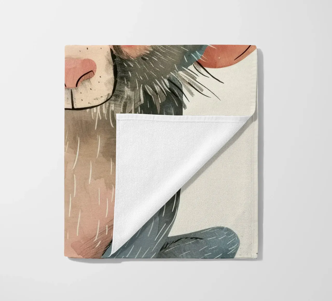 Illustrazione ad acquerello di un babbuino telo mare da DesignDoodle