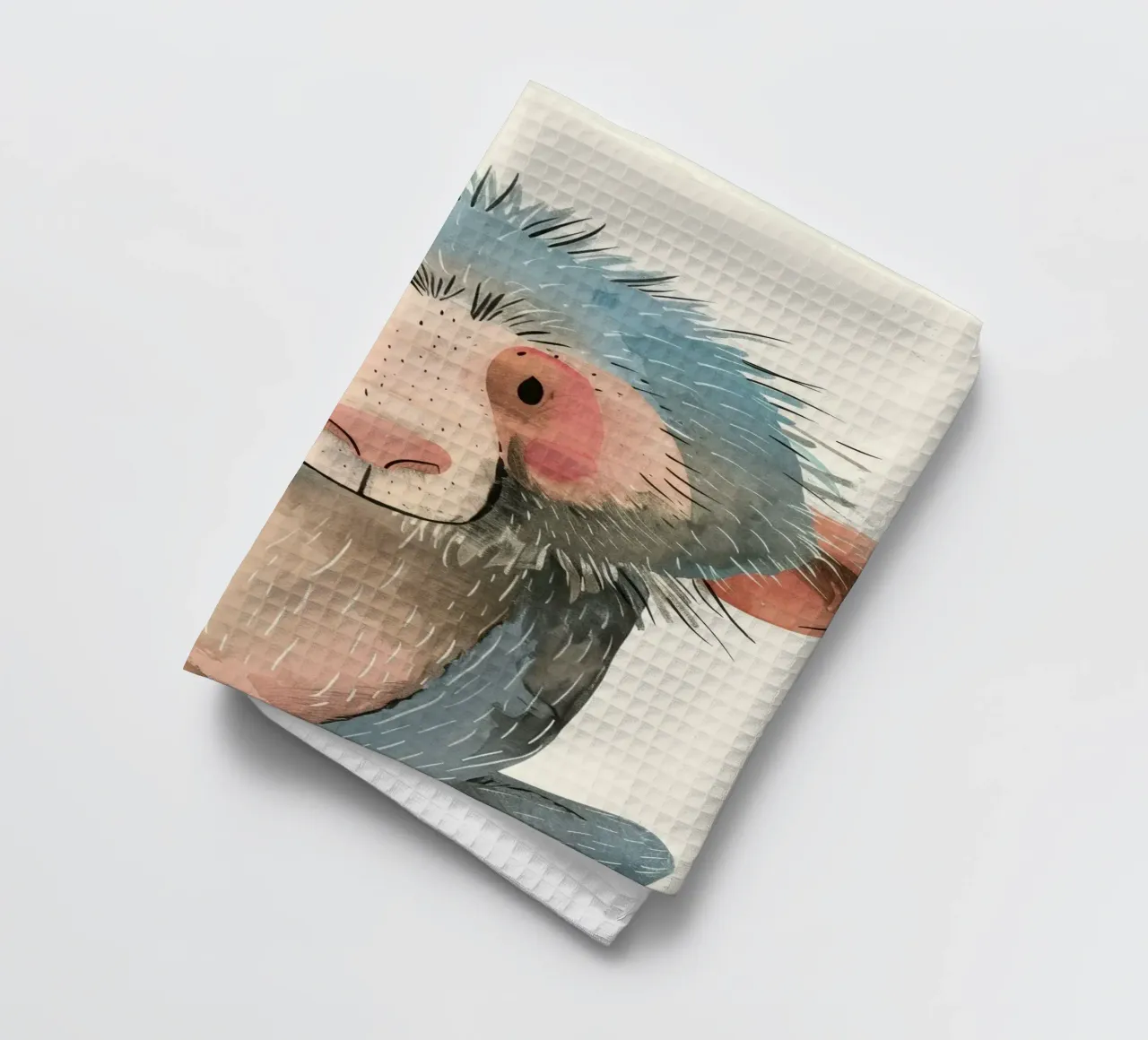 Illustrazione ad acquerello di un babbuino canovaccio da cucina da DesignDoodle