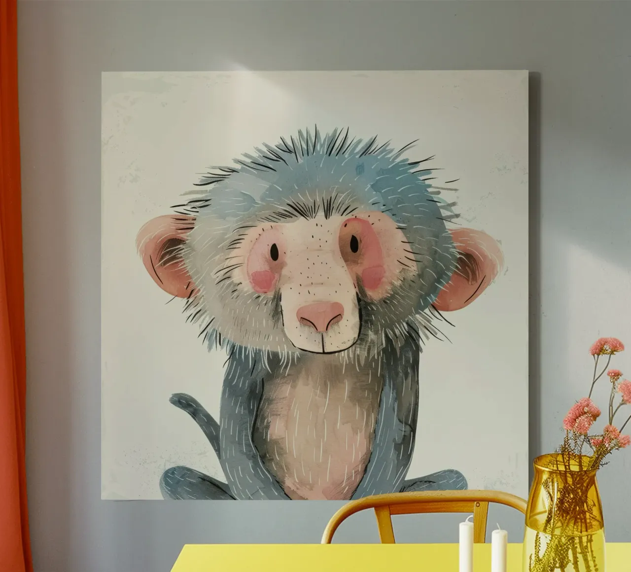 Illustrazione ad acquerello di un babbuino tela con Cornice a cassetta da DesignDoodle