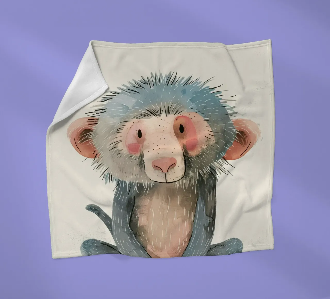 Illustrazione ad acquerello di un babbuino coperta in pile da DesignDoodle