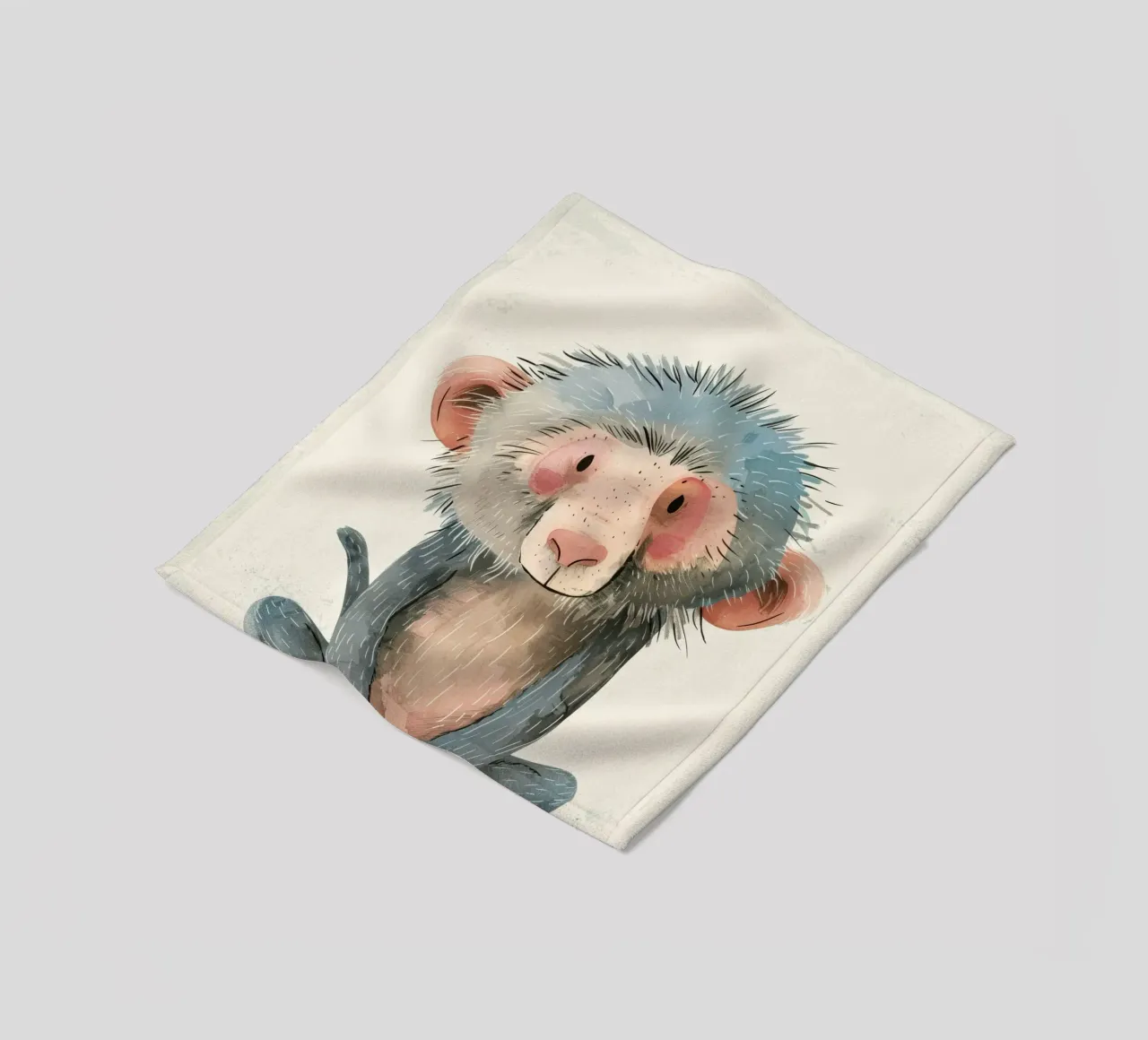 Illustrazione ad acquerello di un babbuino coperta in pile da DesignDoodle