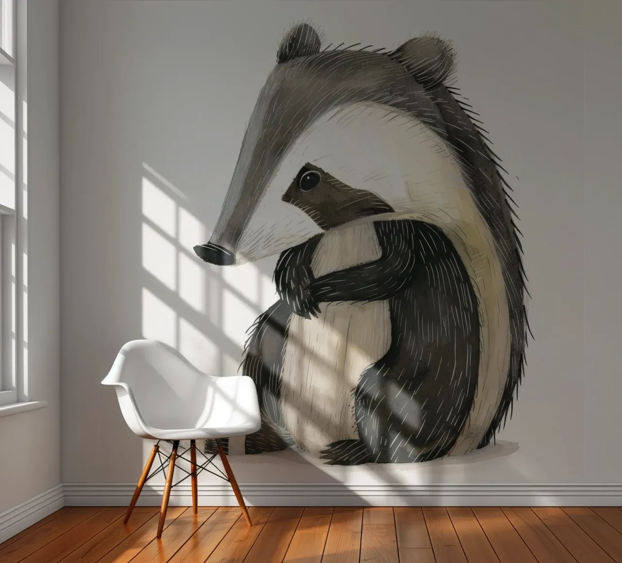 Ilustración en acuarela de un tejón papel para pared de DesignDoodle