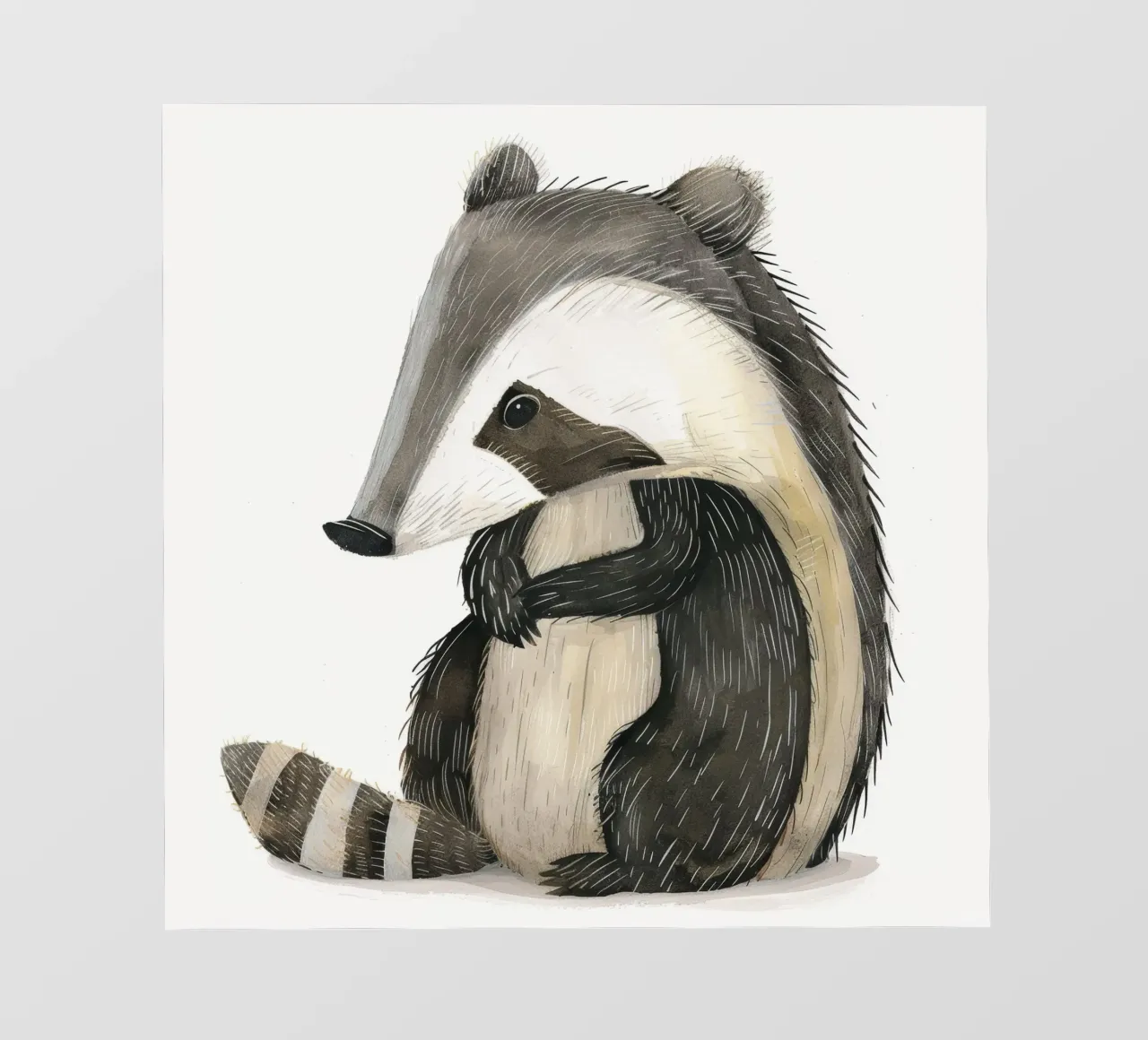Ilustración en acuarela de un tejón papel para pared de DesignDoodle