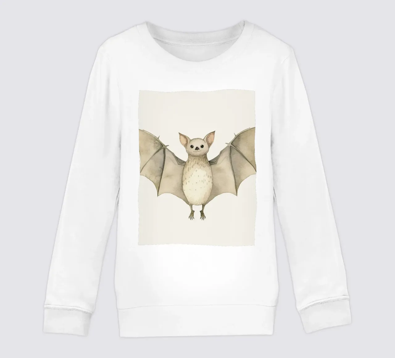 Illustrazione ad acquerello di un pipistrello ad ali spiegate felpa bambino da DesignDoodle
