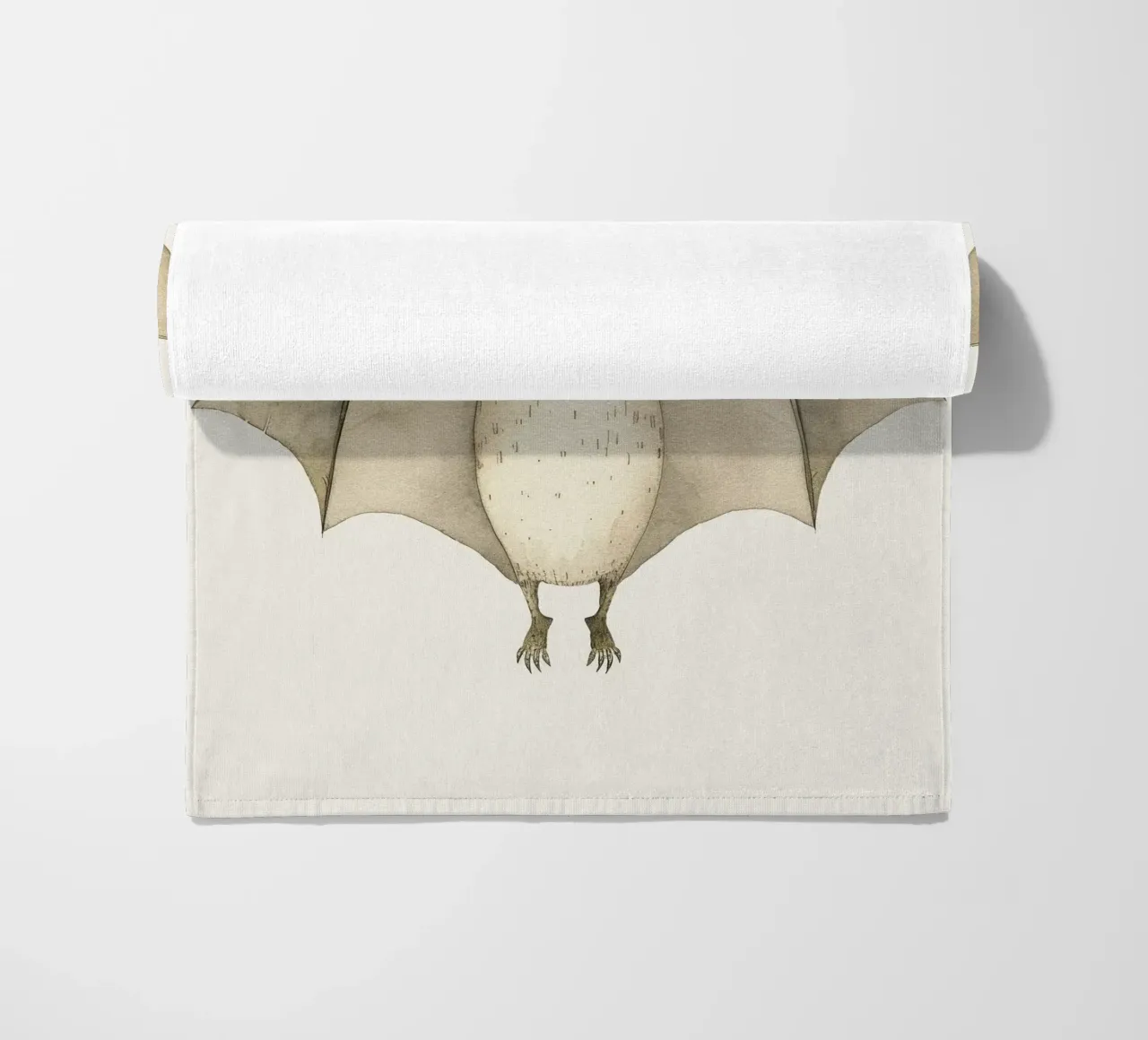 Illustrazione ad acquerello di un pipistrello ad ali spiegate telo mare da DesignDoodle