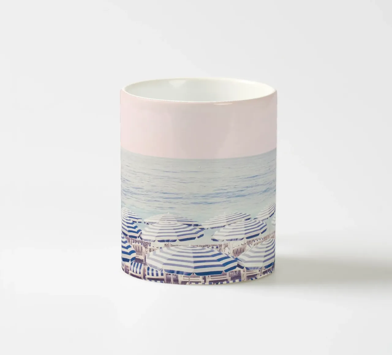 Pink Beach Scene - French Riviera ceramic mug by GraceDigitalArtCo