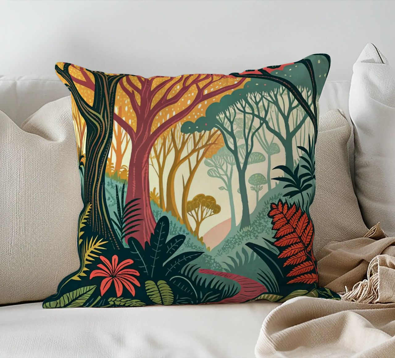 Enchanted Forest Path decorative cushion by Artistic-shop