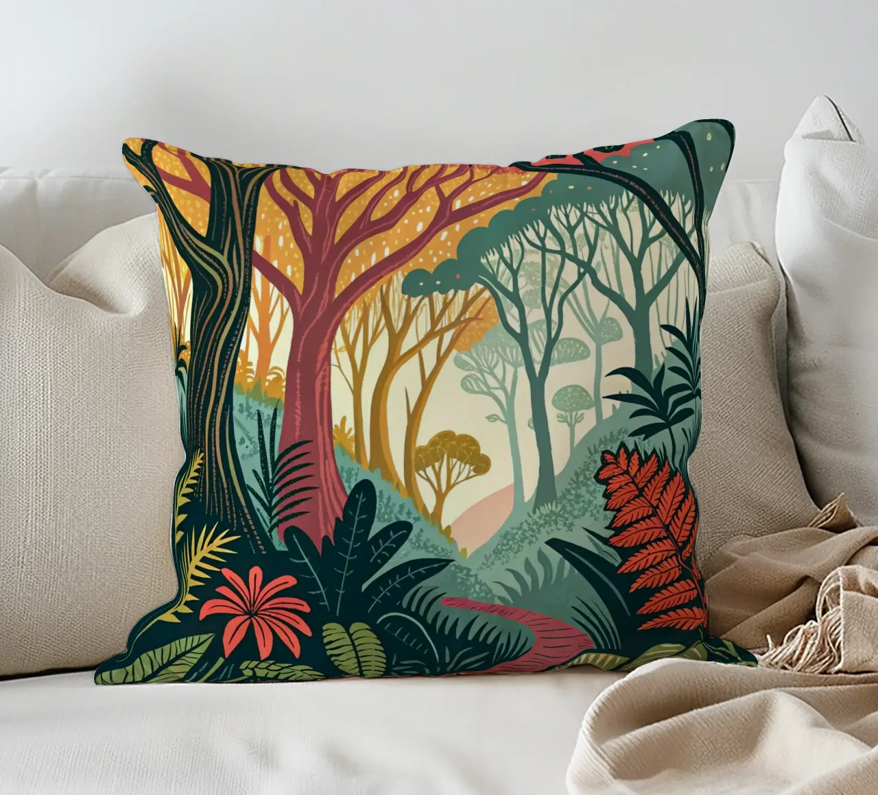 Enchanted Forest Path decorative cushion by Artistic-shop
