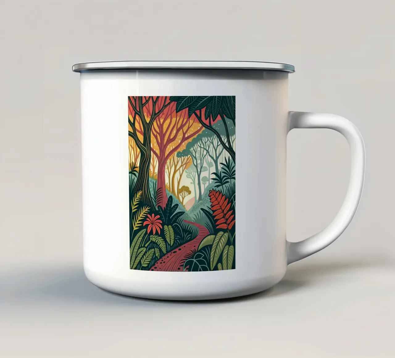 Sendero del Bosque Encantado taza de esmalte de Artistic-shop