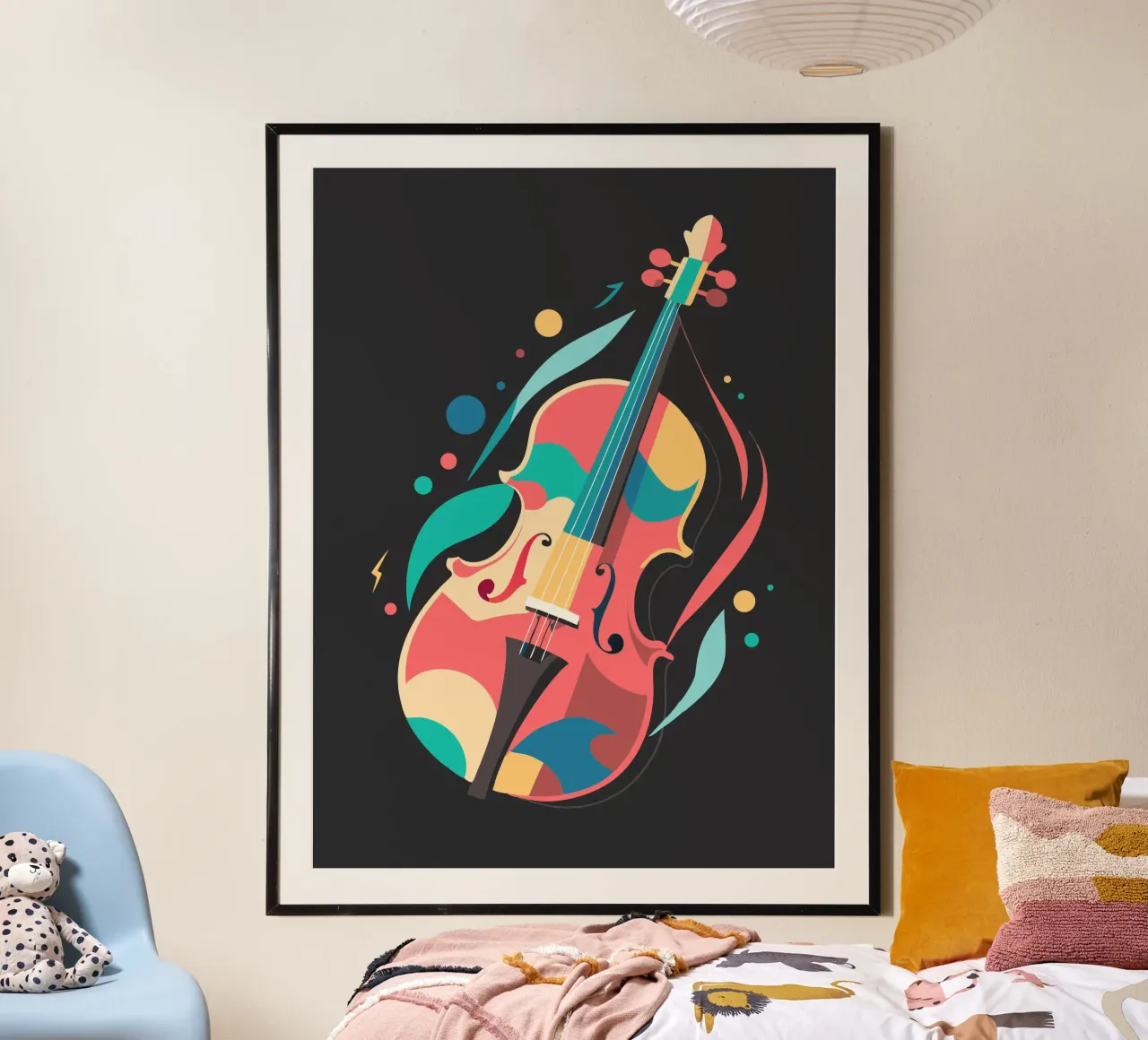 violoncello pittura arte moderna poster con telaio in plastica da jasmine