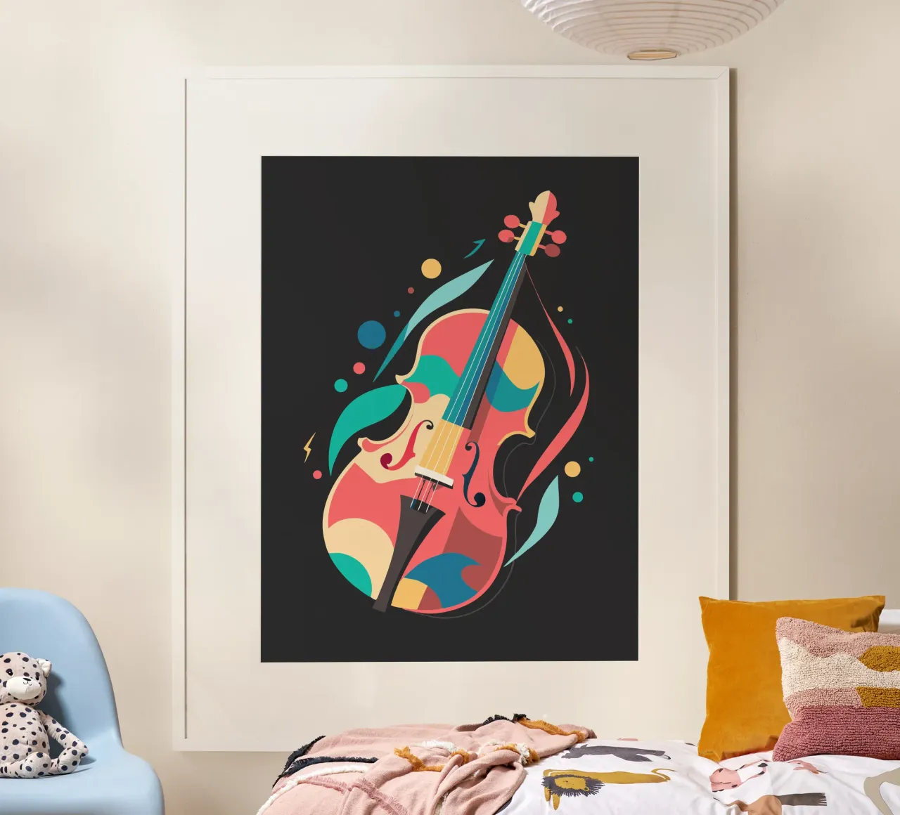 violoncello pittura arte moderna poster con telaio in plastica da jasmine