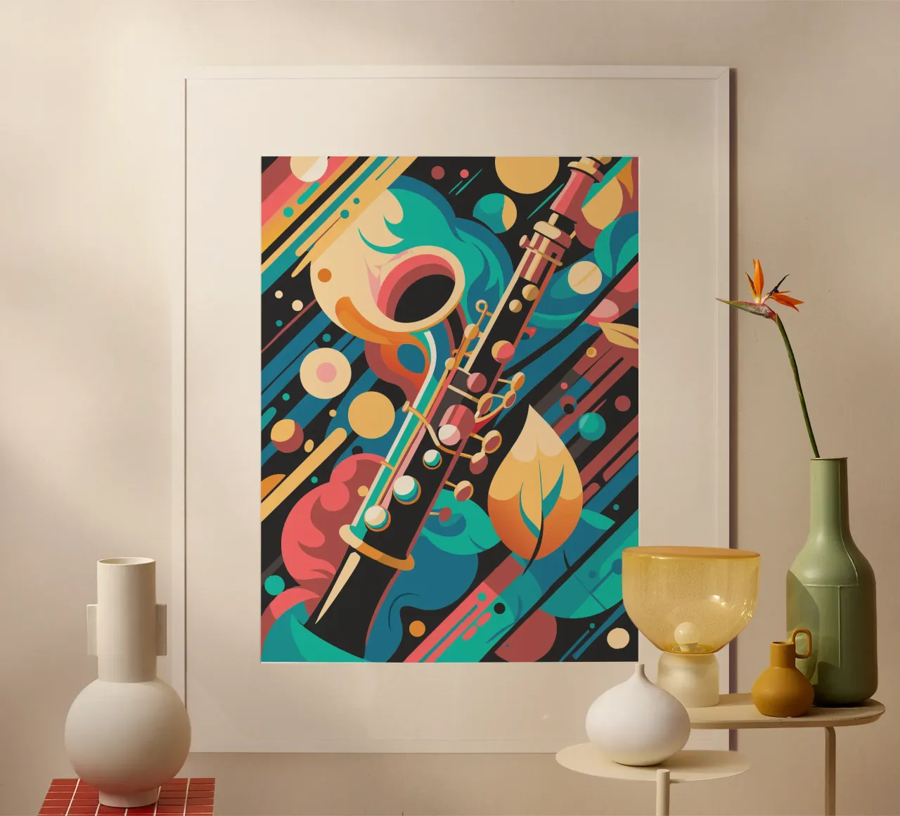 clarinetto pittura arte moderna poster con telaio in plastica da jasmine