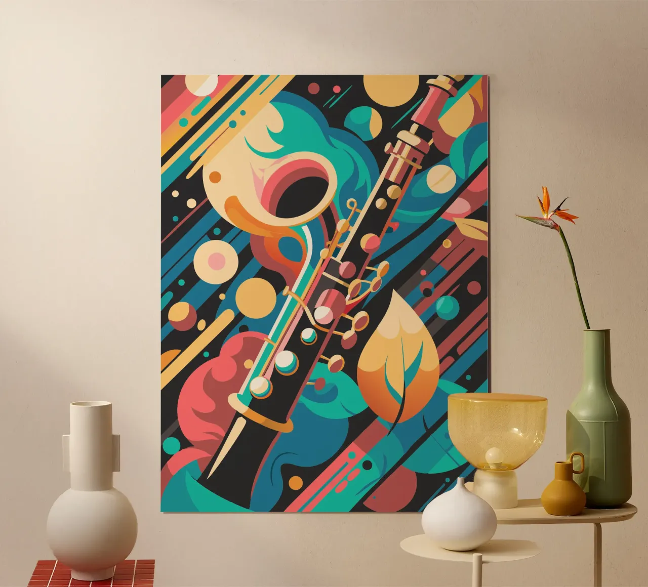 clarinetto pittura arte moderna poster con telaio in plastica da jasmine