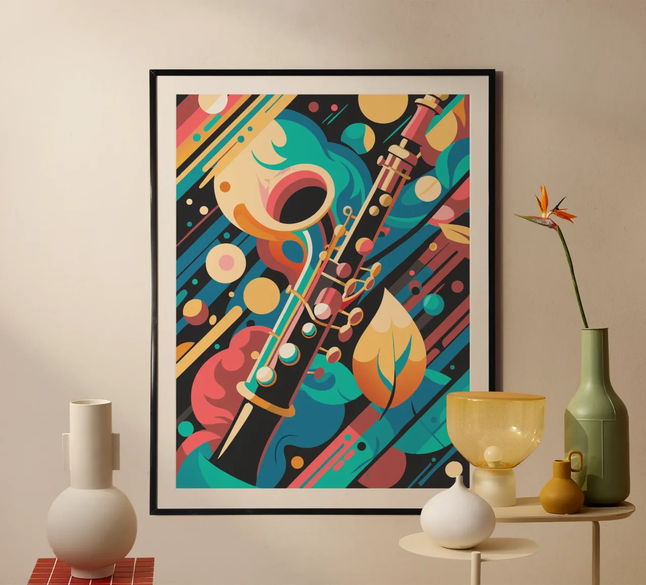 clarinetto pittura arte moderna poster con telaio in plastica da jasmine