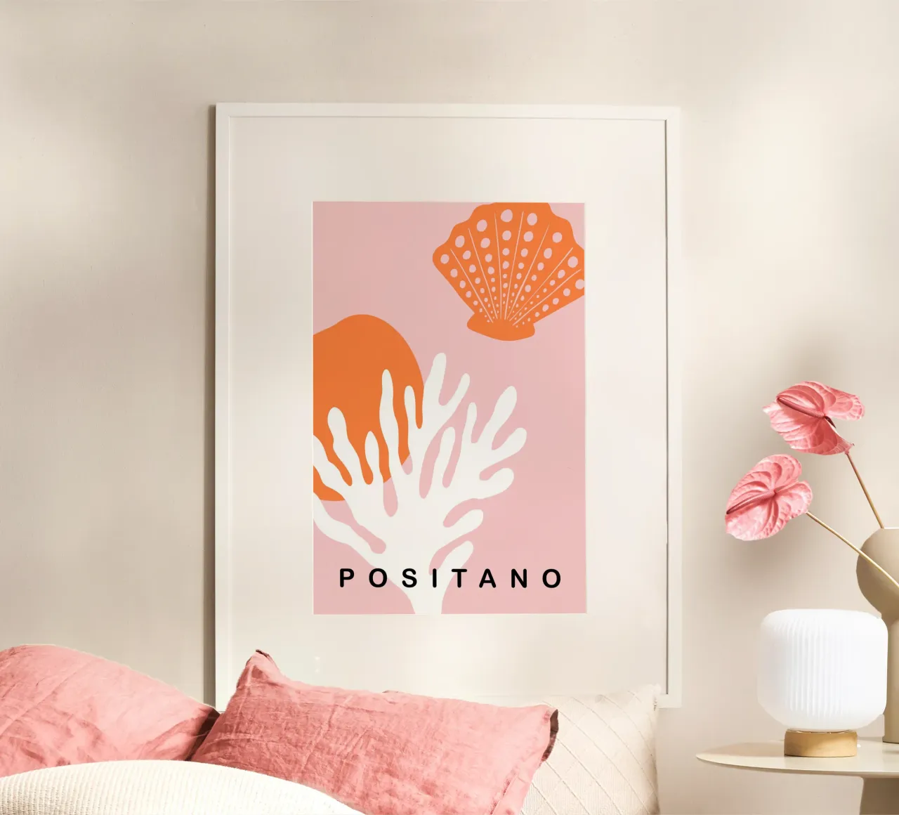 Positano Graphic Orange and Pink Art poster da GraceDigitalArtCo