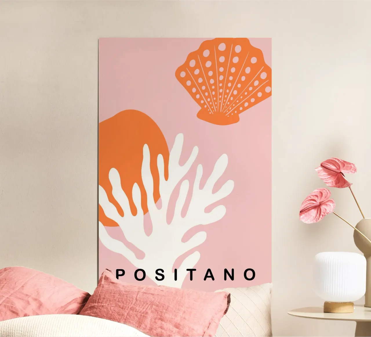 Positano Graphic Orange and Pink Art poster da GraceDigitalArtCo