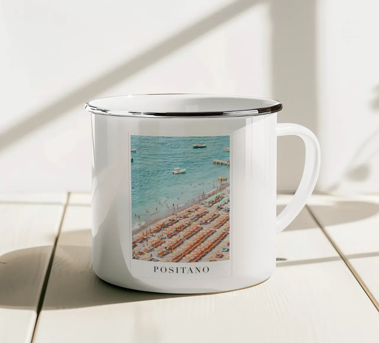 Positano Travel Art tazza in smalto da GraceDigitalArtCo