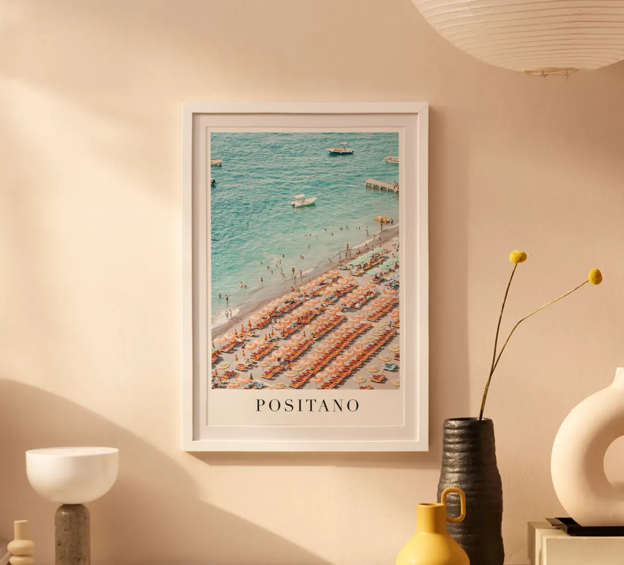 Positano Travel Art poster con telaio in alluminio da GraceDigitalArtCo